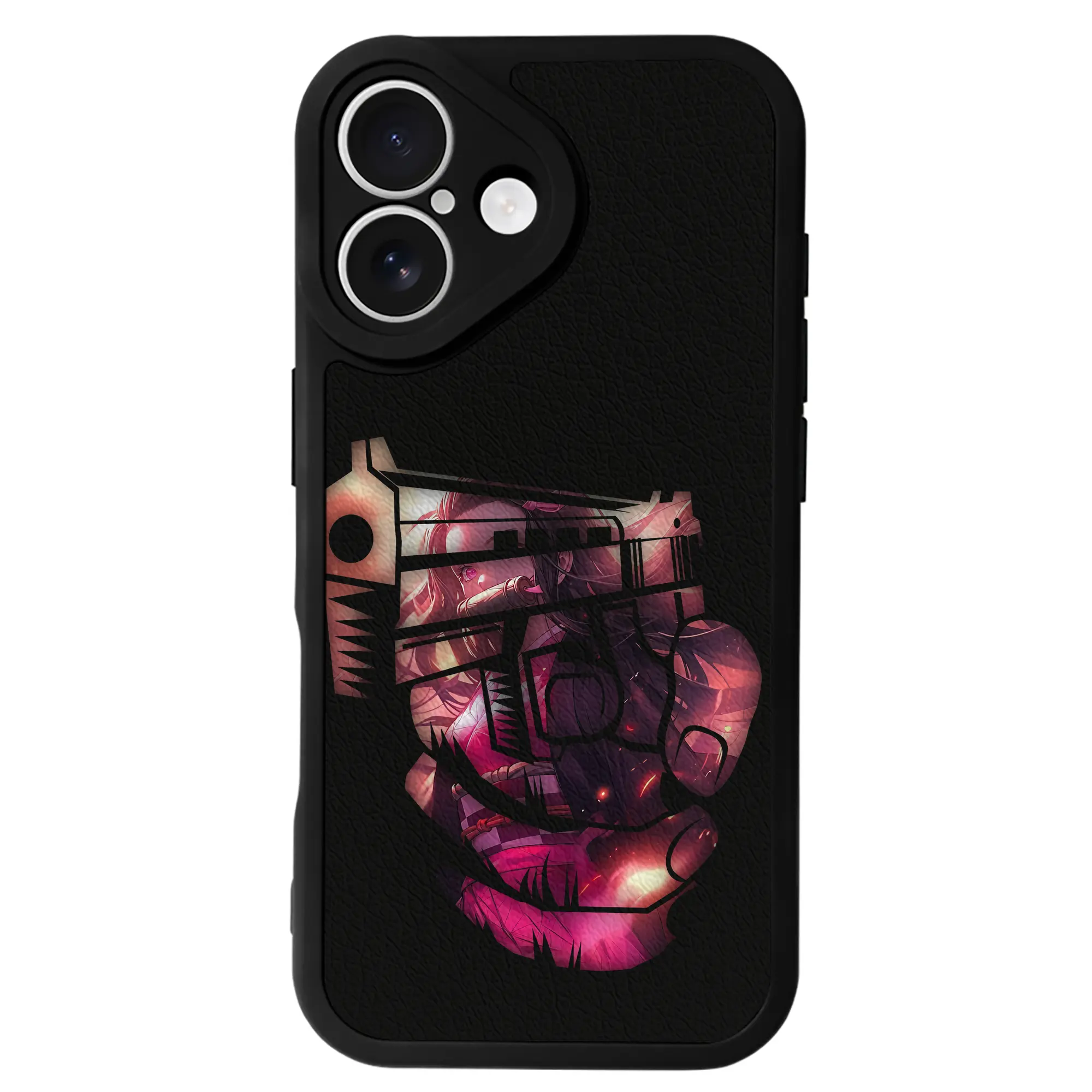 鬼滅の刃 グッズ,竈門 禰豆子 - IPhone 16シリーズ対応 ・ シリコンスマホケース ・ レザー調 ・ 高精度フィット ・ 耐衝撃 ・ ワイヤレス充電対応 ・ 精密カット